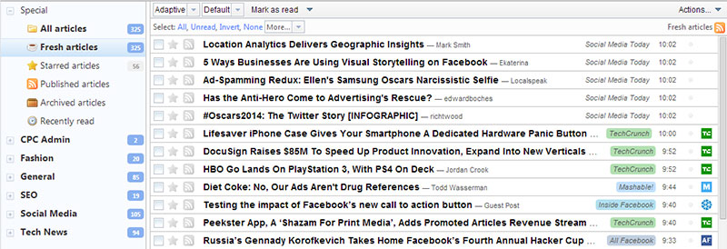 RSS feed content overload